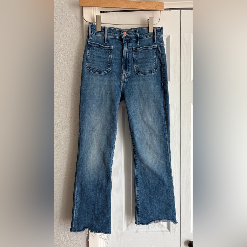 MOTHER Blue Cropped Ankle Jeans